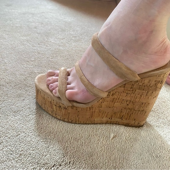Steve Madden Tan Suede Strap Wedge Espadrille Platform Sandal High Heel 7 Women - Picture 16 of 16